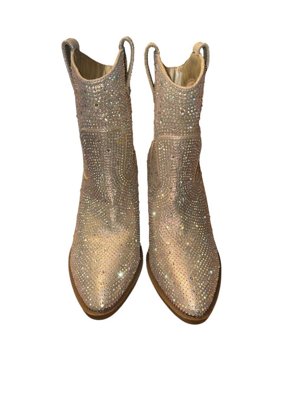 Forever Cowboy Western Ankle Boots Rhinestone Bling River01 Champagne Size 6 - Picture 4 of 5